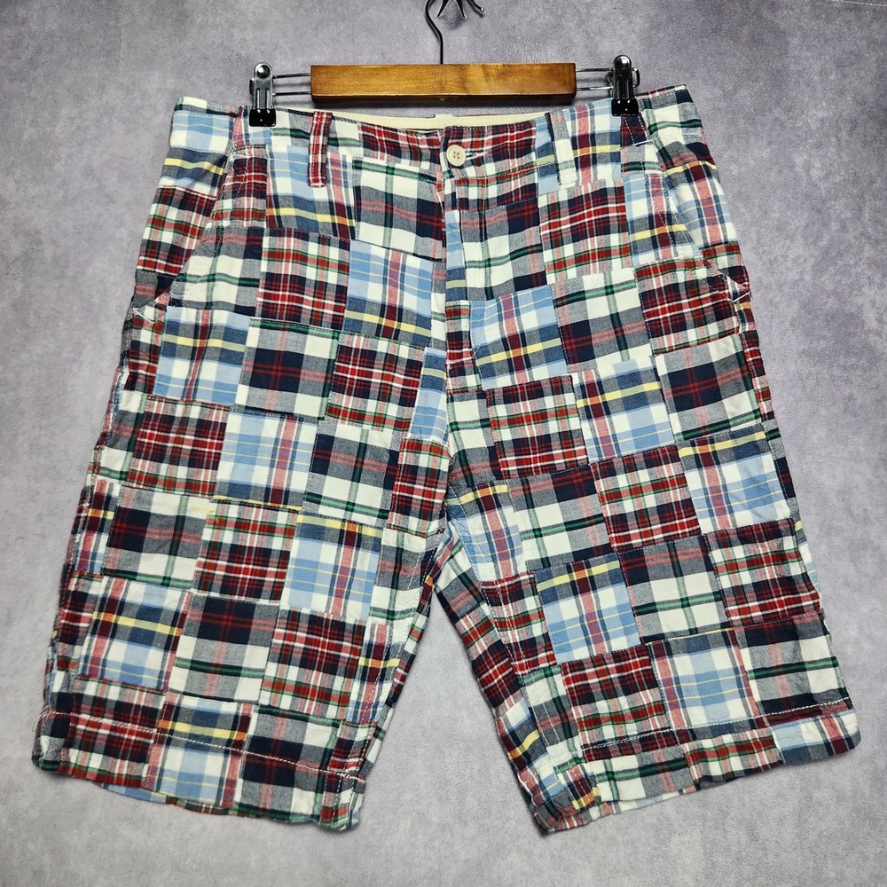 Old Navy Mens 32‎ Patchwork Madras Plaid Shorts Multicolor Quilted Cotton